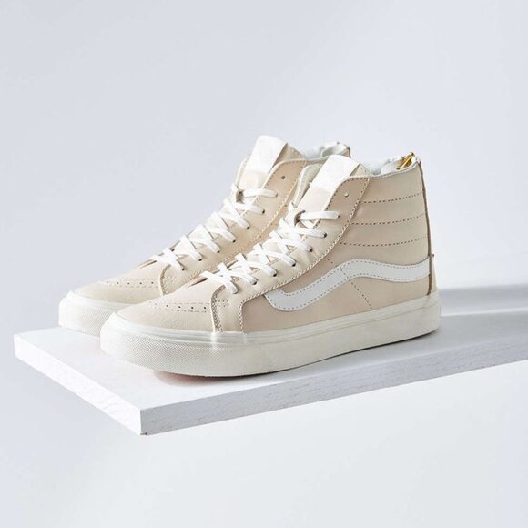 Vans Shoes - Vans Cream Leather Sk8-Hi Slim Sneaker